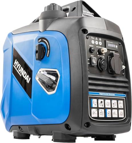 Hyundai Generatore Inverter 2.0 kW Benzina, 1800 W Potenza Continua, Inverter Sinusoidale Puro, Silenziatore portatile con spina EU